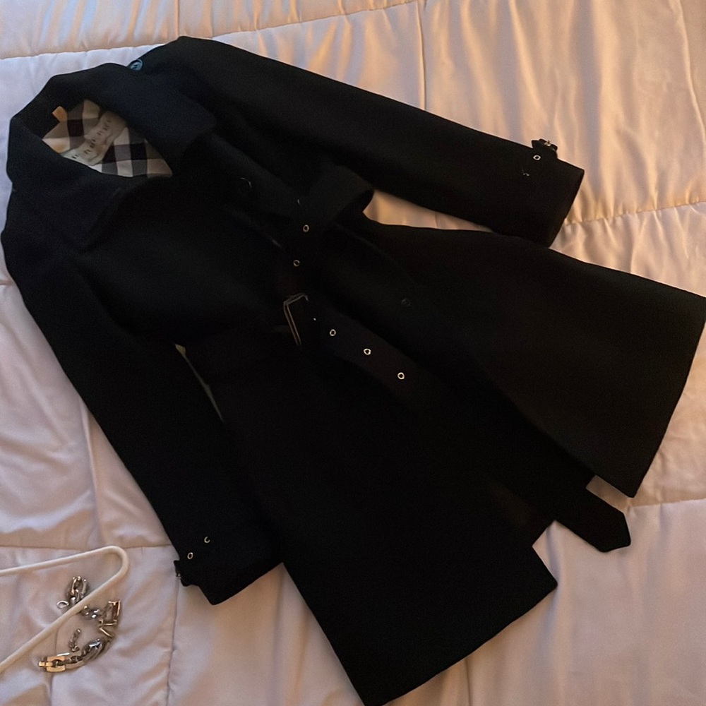 Burberry black wool trench coat